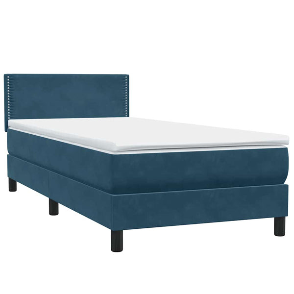Boxspringbett mit LED 100x210 cm Dunkelblau Samt