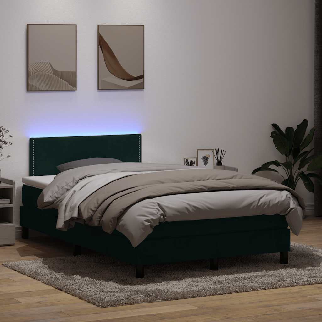 Boxspringbett mit LED Dunkelgrün 120x210 cm