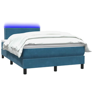 Boxspringbett mit LED 120x210 cm Dunkelblau Samt