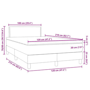 Boxspringbett mit LED 120x210 cm Dunkelblau Samt