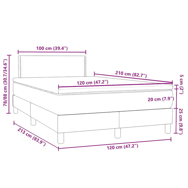Boxspringbett mit LED 120x210 cm Dunkelblau Samt