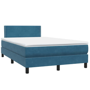 Boxspringbett mit LED 120x210 cm Dunkelblau Samt