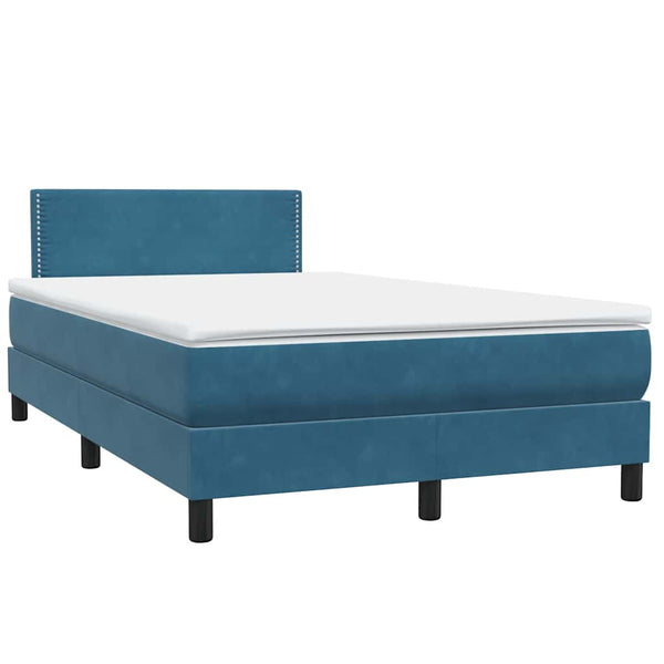Boxspringbett mit LED 120x210 cm Dunkelblau Samt