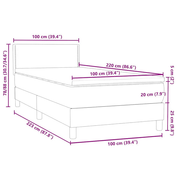 Boxspringbett mit LED Dunkelgrün 100x220 cm
