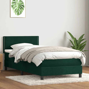 Boxspringbett mit LED Dunkelgrün 100x220 cm