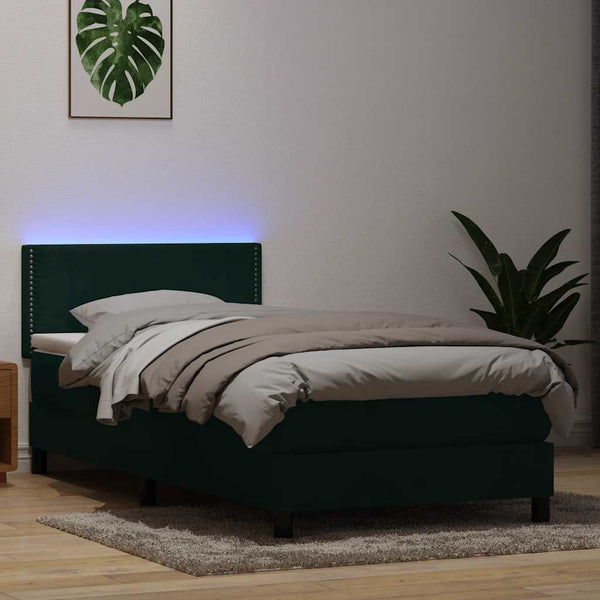 Boxspringbett mit LED Dunkelgrün 100x220 cm