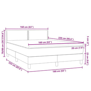 Boxspringbett Schwarz 160x220 cm mit LED