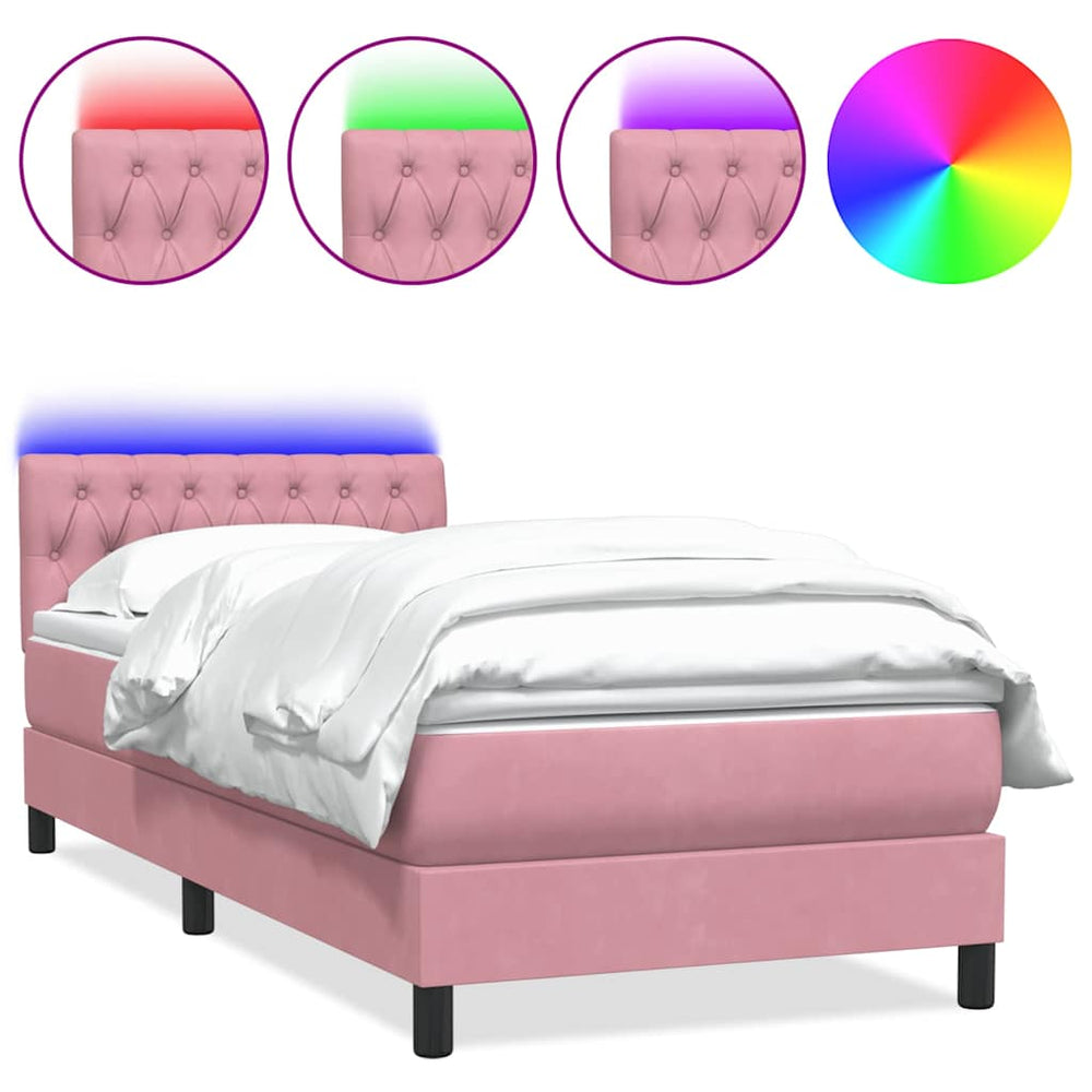Boxspringbett Rosa Samt LED 100x210 cm