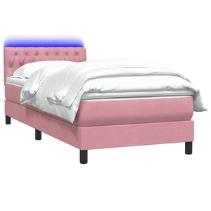 Boxspringbett Rosa Samt LED 100x210 cm