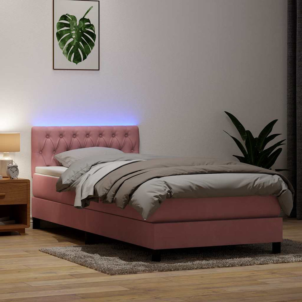 Boxspringbett Rosa Samt LED 100x210 cm