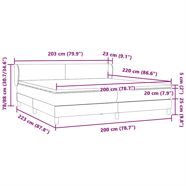 Boxspringbett mit Matratzen Hellgrau 200x220 cm