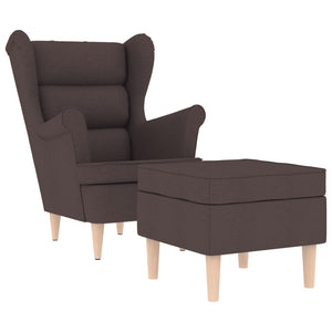 Sessel mit Hocker Dunkelbraun Stoff