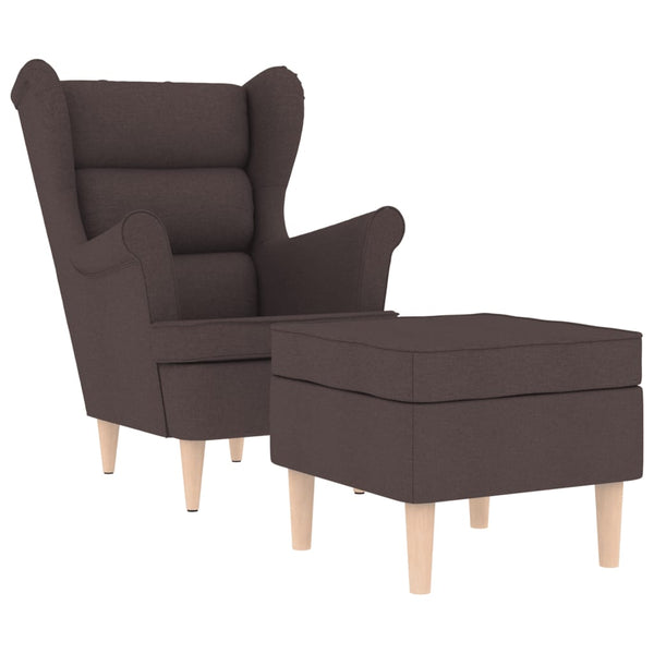 Sessel mit Hocker Dunkelbraun Stoff