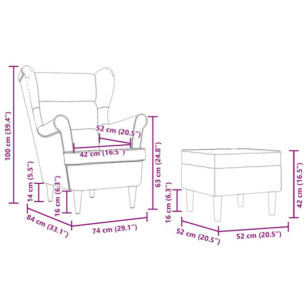 Sessel mit Hocker Dunkelbraun Stoff