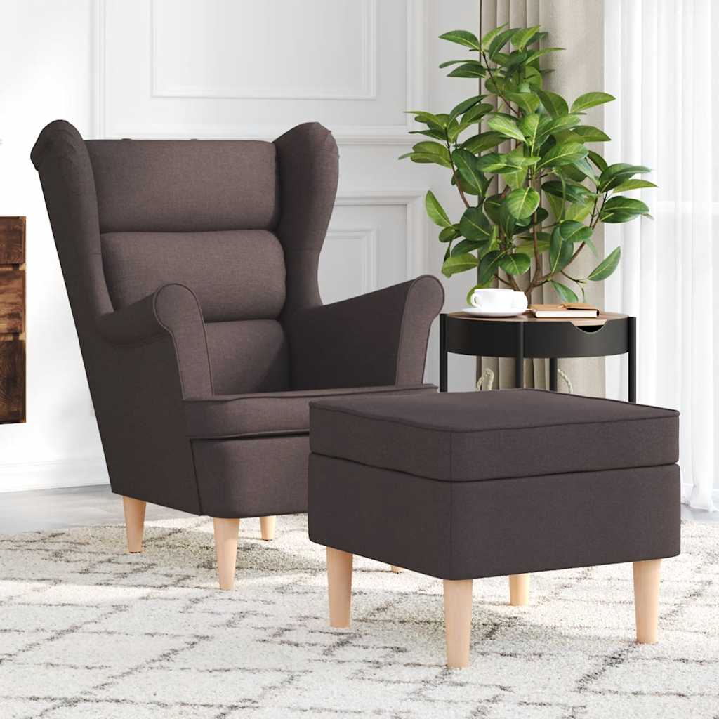 Sessel mit Hocker Dunkelbraun Stoff