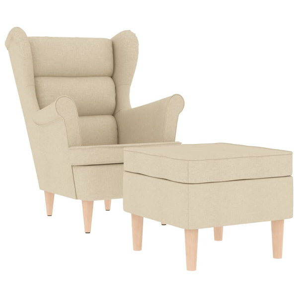 Sessel mit Hocker, Creme