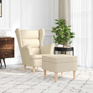 Sessel mit Hocker, Creme
