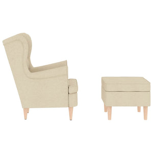 Sessel mit Hocker, Creme