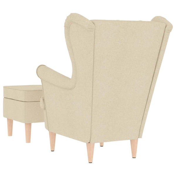 Sessel mit Hocker, Creme