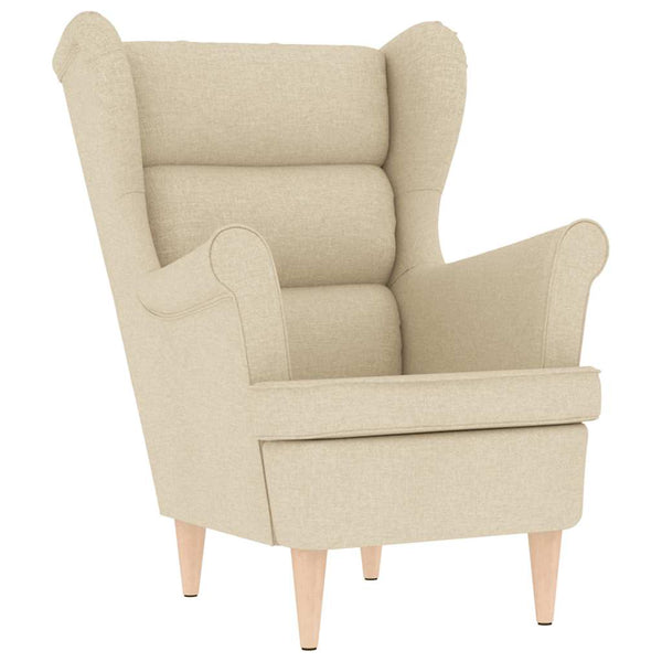 Sessel mit Hocker, Creme