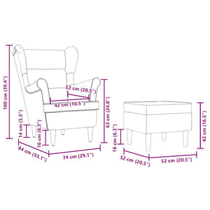 Sessel mit Hocker, Creme