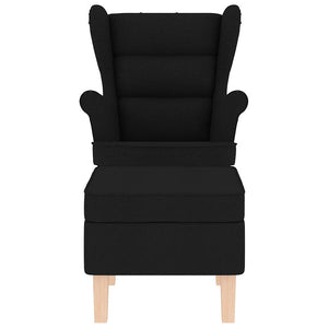 Schaukelstuhl mit Hocker, Schwarz