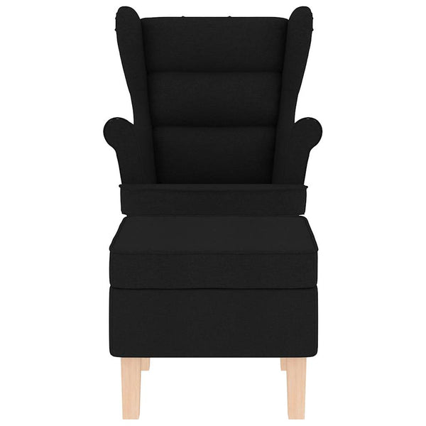 Schaukelstuhl mit Hocker, Schwarz