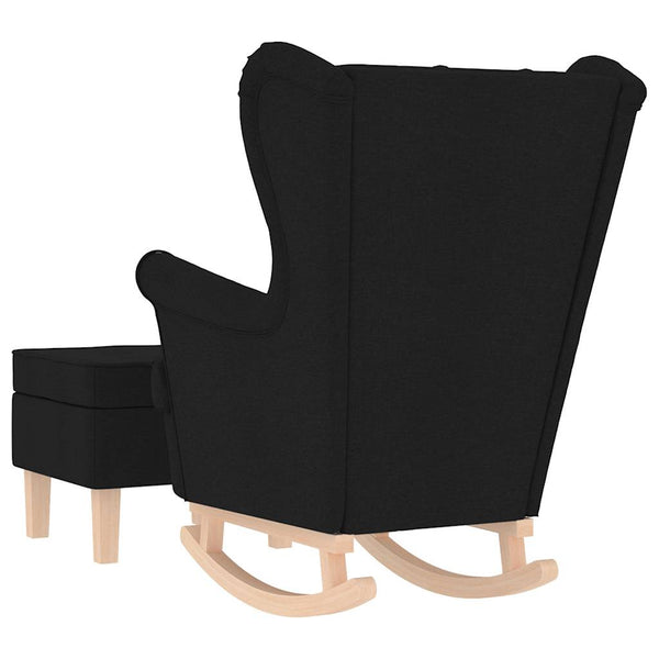 Schaukelstuhl mit Hocker, Schwarz
