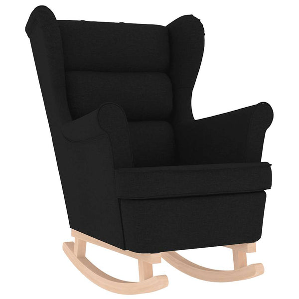 Schaukelstuhl mit Hocker, Schwarz