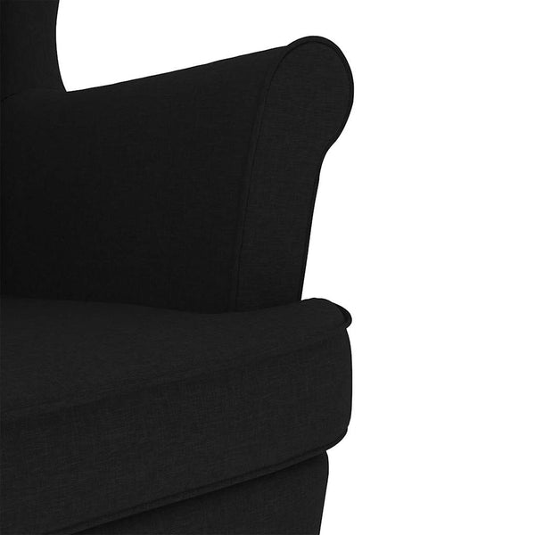 Schaukelstuhl mit Hocker, Schwarz