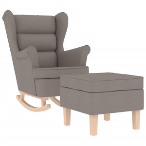 Schaukelstuhl mit Hocker, Taupe Stoff