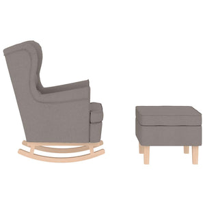 Schaukelstuhl mit Hocker, Taupe Stoff