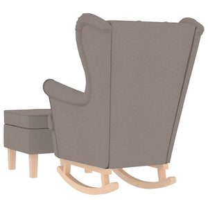 Schaukelstuhl mit Hocker, Taupe Stoff