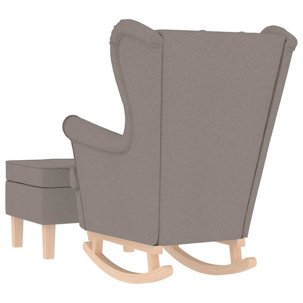 Schaukelstuhl mit Hocker, Taupe Stoff