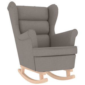 Schaukelstuhl mit Hocker, Taupe Stoff