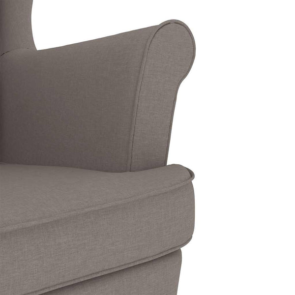 Schaukelstuhl mit Hocker, Taupe Stoff