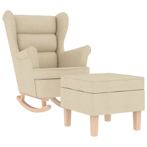 Schaukelstuhl mit Hocker, Creme