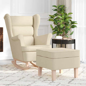 Schaukelstuhl mit Hocker, Creme