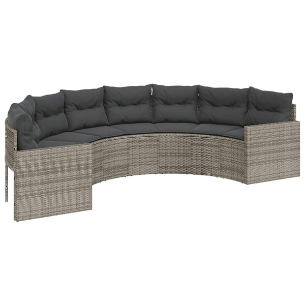 Graues Gartensofa Halbrund mit Kissen