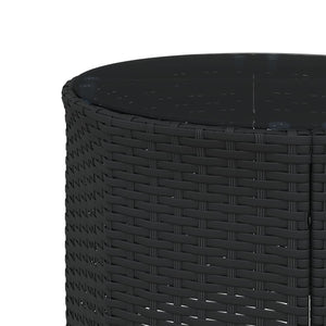 Gartensofa Halbrund Schwarz Poly-Rattan mit Tisch