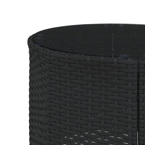 Gartensofa Halbrund Schwarz Poly-Rattan mit Tisch