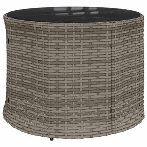 Gartensofa Halbrund Grau Poly Rattan mit Tisch