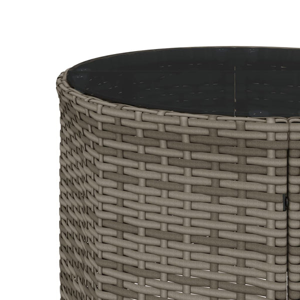 Gartensofa Halbrund Grau Poly Rattan mit Tisch