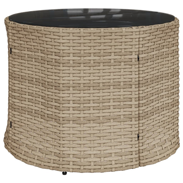 Halbrundes Gartensofa mit Tisch Beige Poly-Rattan