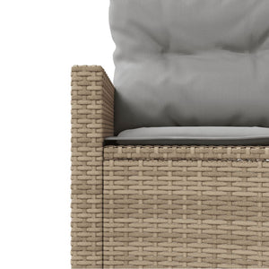 Rundes Gartensofa Beige Poly-Rattan mit Kissen