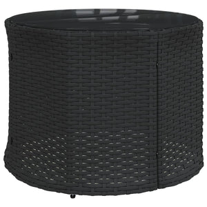 Rundes Gartensofa mit Tisch Schwarz Poly-Rattan