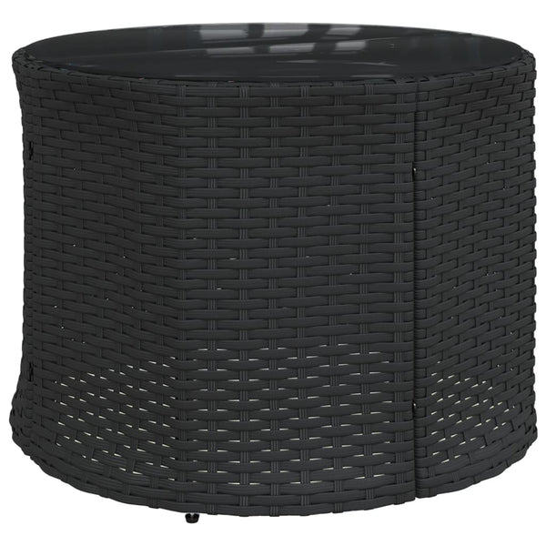 Rundes Gartensofa mit Tisch Schwarz Poly-Rattan