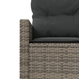 Rundes Gartensofa mit Tisch Grau Poly Rattan