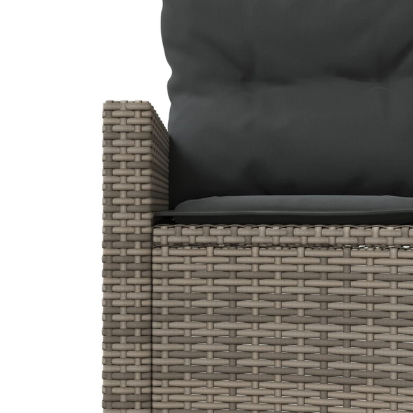 Rundes Gartensofa mit Tisch Grau Poly Rattan