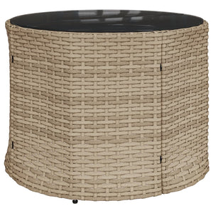 Rundes Gartensofa Beige Poly-Rattan mit Tisch
